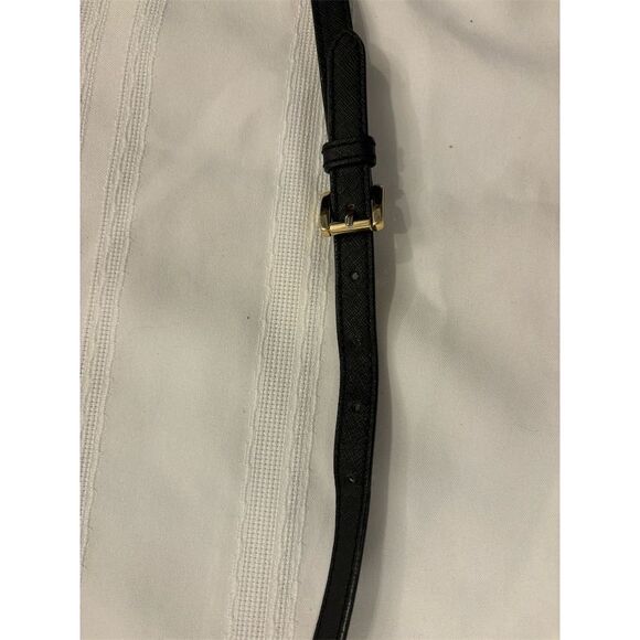 Michael Kors Black Leather Dome Satchel Medium Handbag Gold Accents Purse - Picture 11 of 12